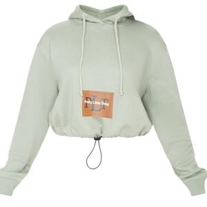 ADJUSTABLE CROPPED TAN PRETTYLITTLETHING LONG SLEEVE  SWEATSHIRT